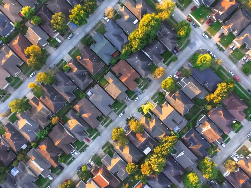 Aerial view of a residential neighborhood | Sewell Sewell Beard LLC
