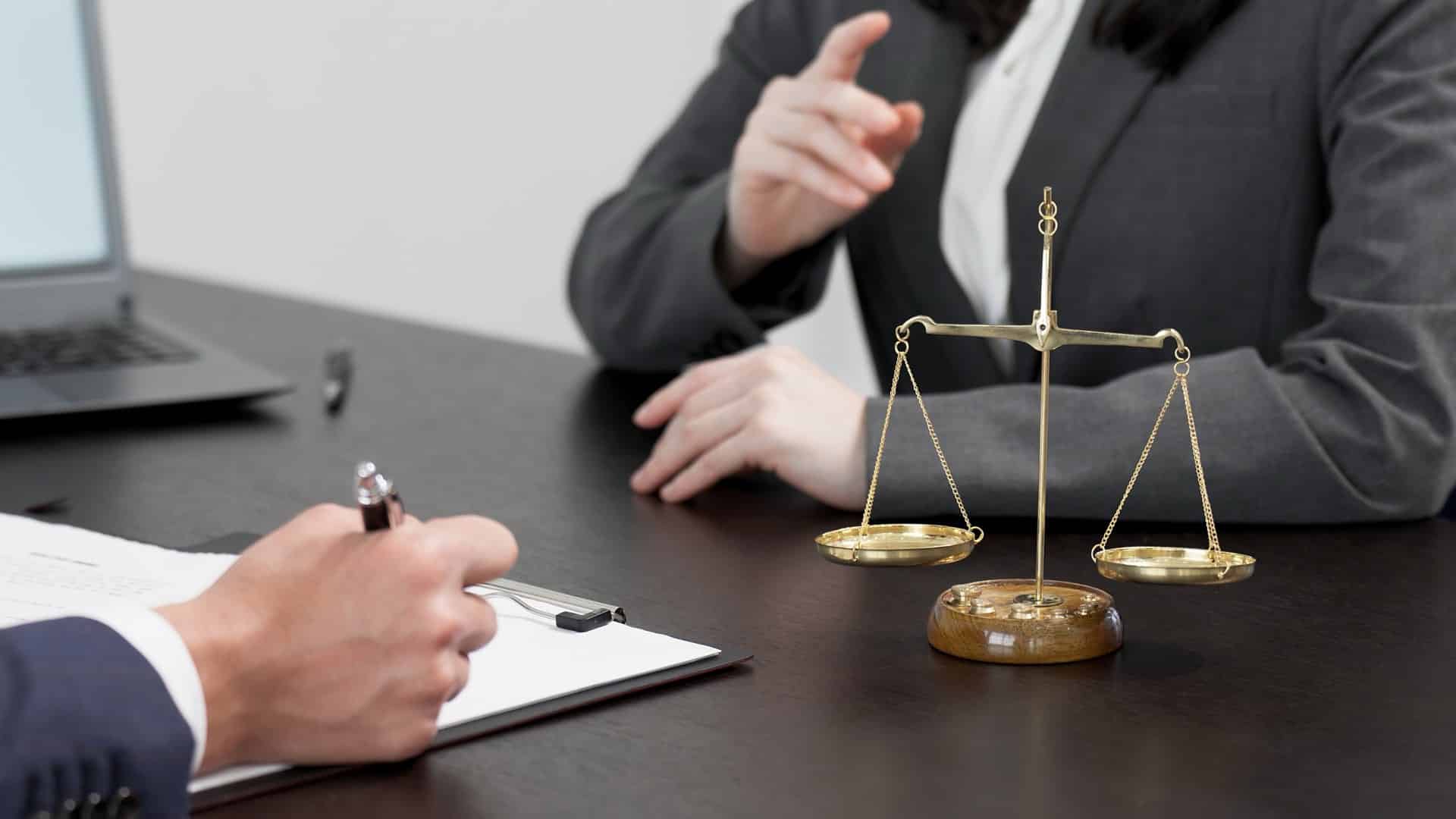 Two people going over documents